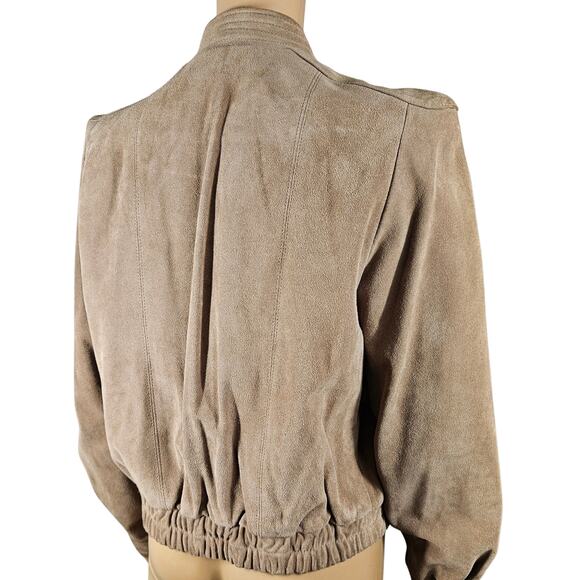 1980s Brown Suede Leather Zip Up Jacket Size 11 - 12 Vintage Womens Size XS - Picture 9 of 12